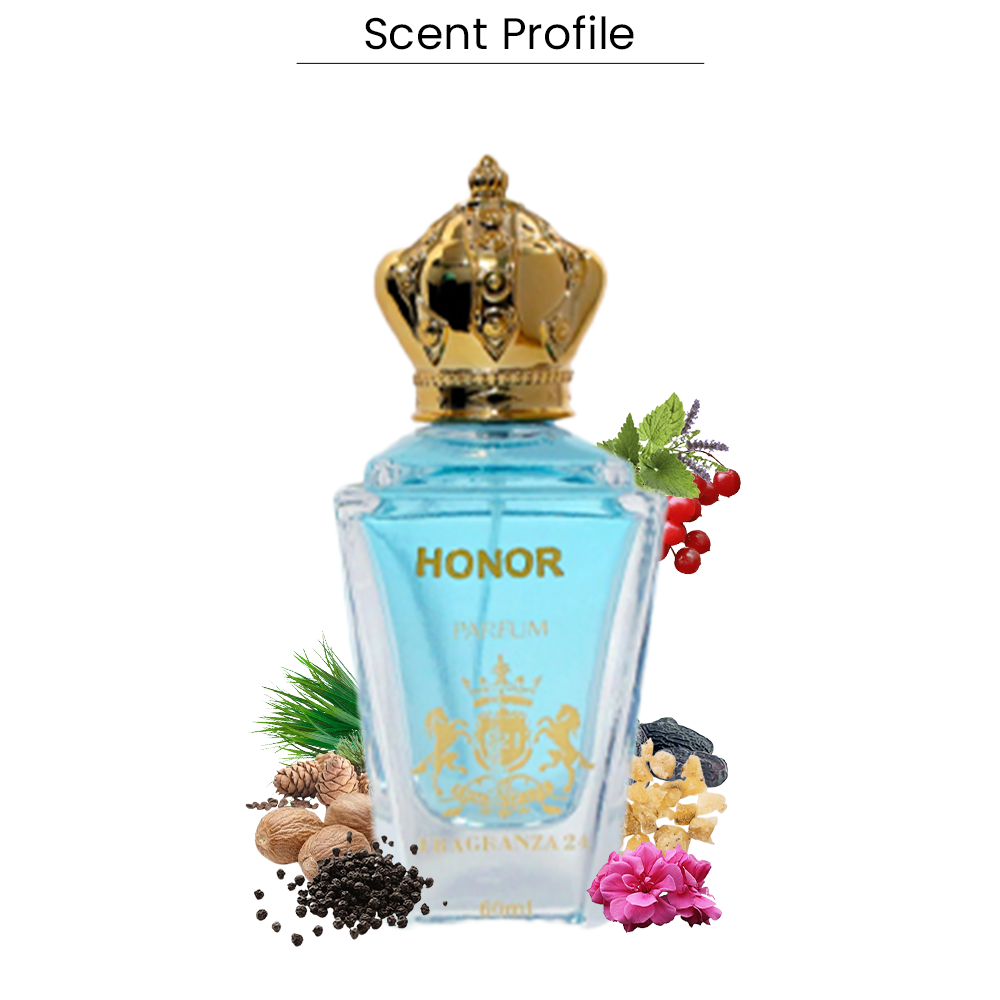 Honor Parfum for Men – Spicy Woody Incense Fragrance with Pink Pepper, Geranium & Frankincense