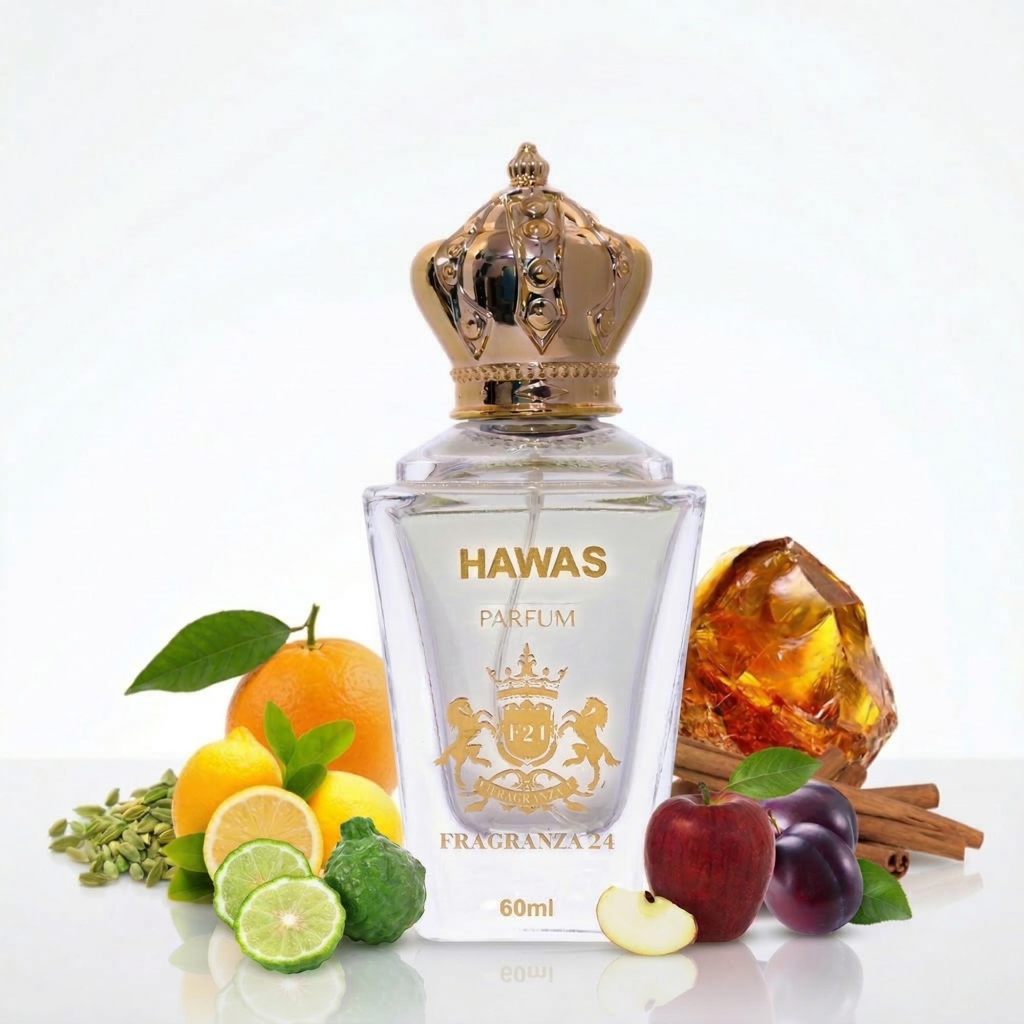 Hawas Parfum for Men – Fresh Aquatic Fruity Woody Fragrance with Apple, Plum & Ambergris